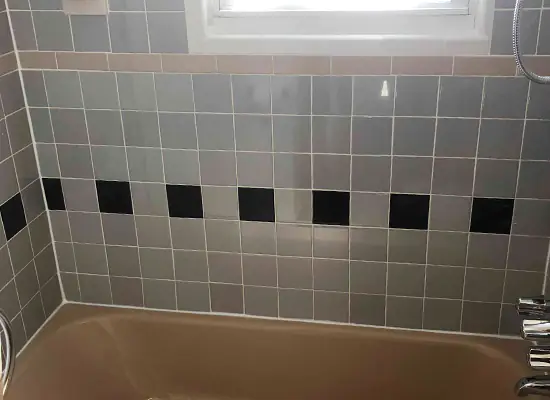 After tile replacement in shower tub area